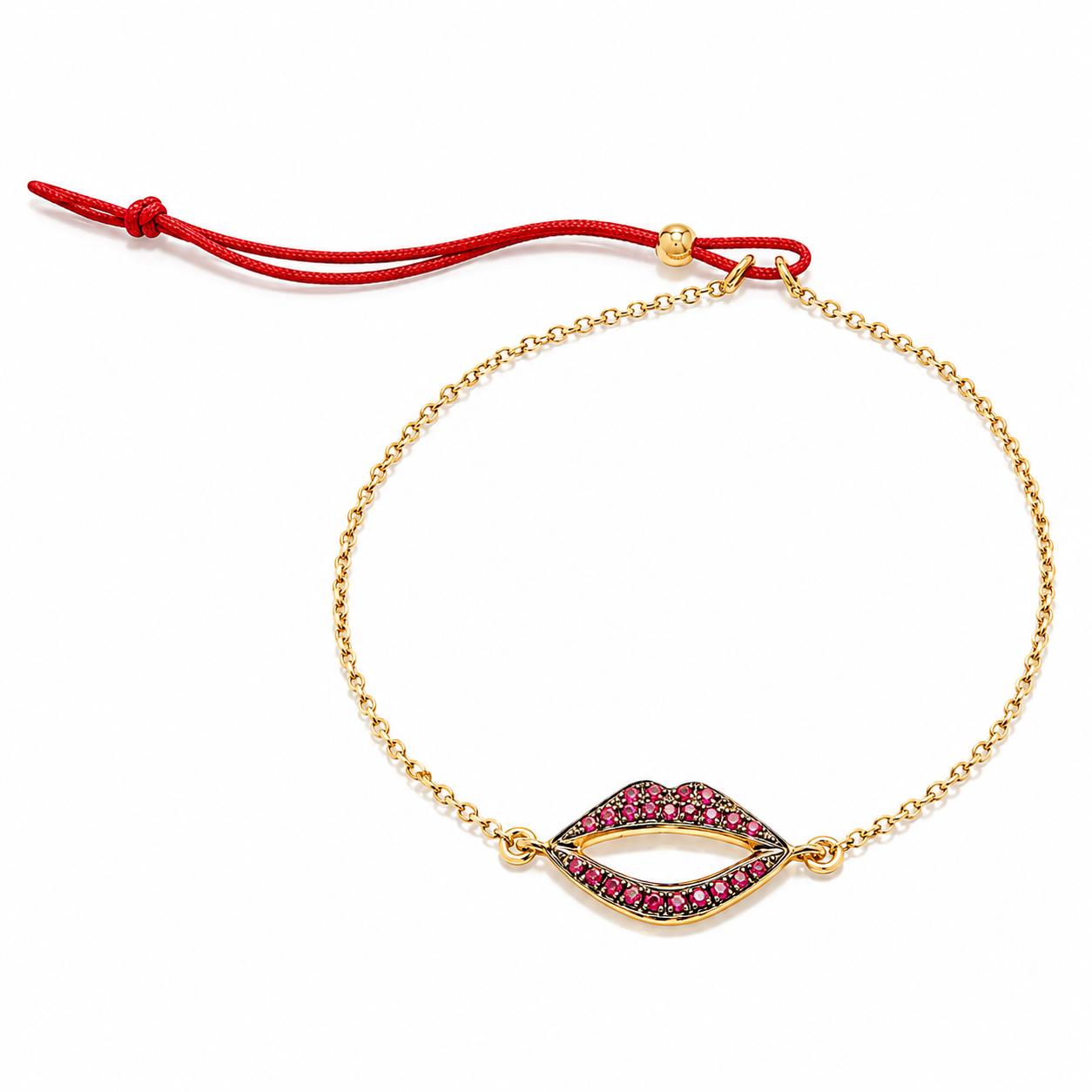 Lip Luxe Open Allure - 18K Gold Bracelet with Rubies by Bed of Stones Jewelry