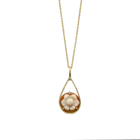Golden Petal Cameo Pendant