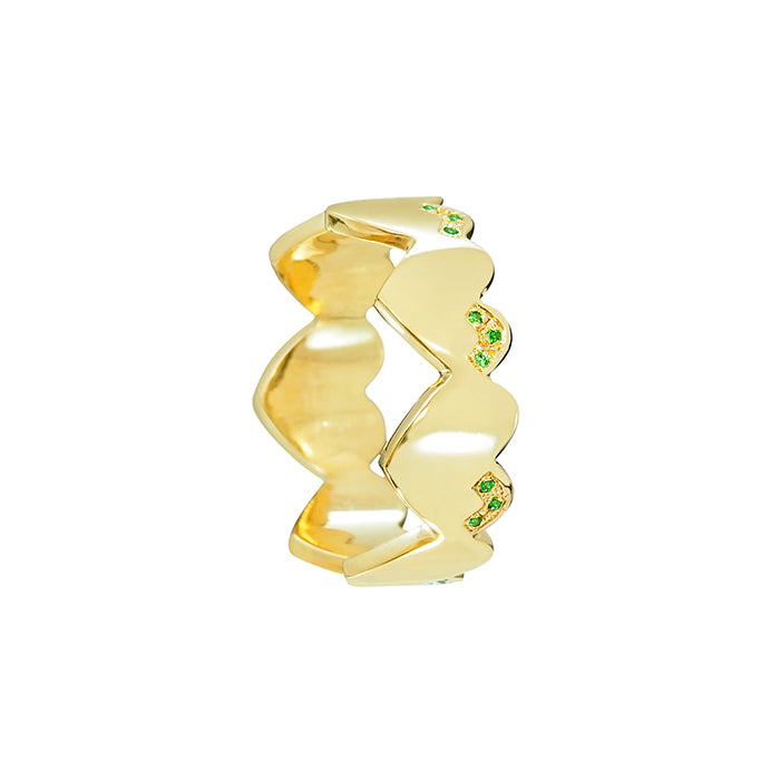 Elegant gold ring with oval green gemstone and delicate handcrafted design by Bed of Stones Jewelry