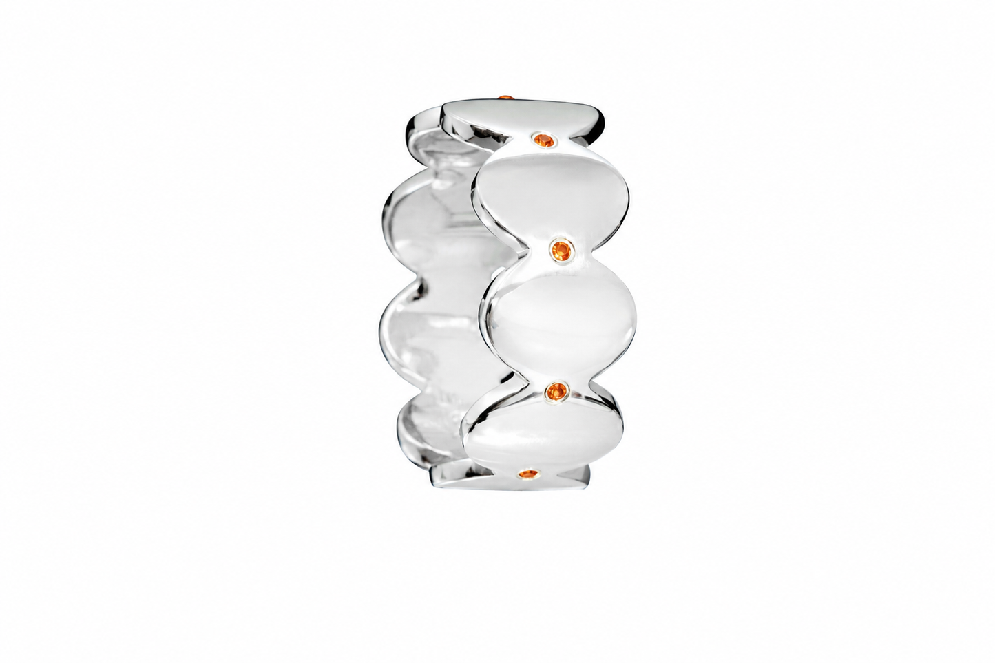 Orange Echo Band - Sterling Silver with Orange Sapphires by Bed of Stones Jewelry