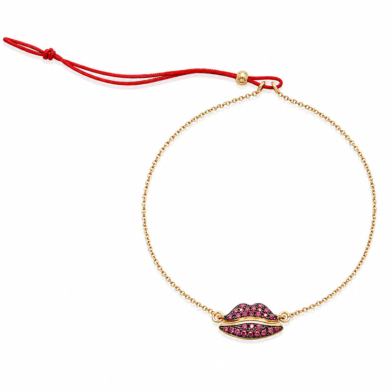 Lip Luxe - 18K Gold Bracelet with Rubies by Bed of Stones Jewelry
