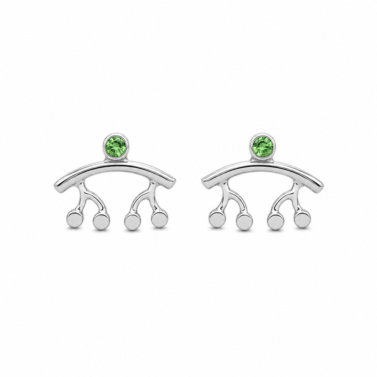 Tsavorite Droplets Earrings - Sterling Silver with Tsavorite by Bed of Stones Jewelry