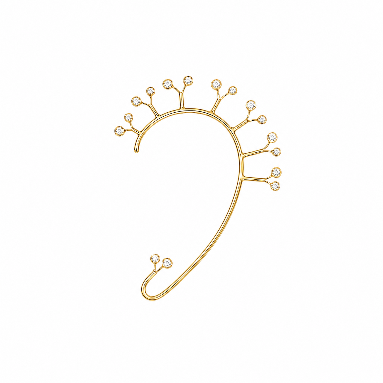 Solar Flare - 18K Gold Ear Cuff with Diamond by Bed of Stones Jewelry