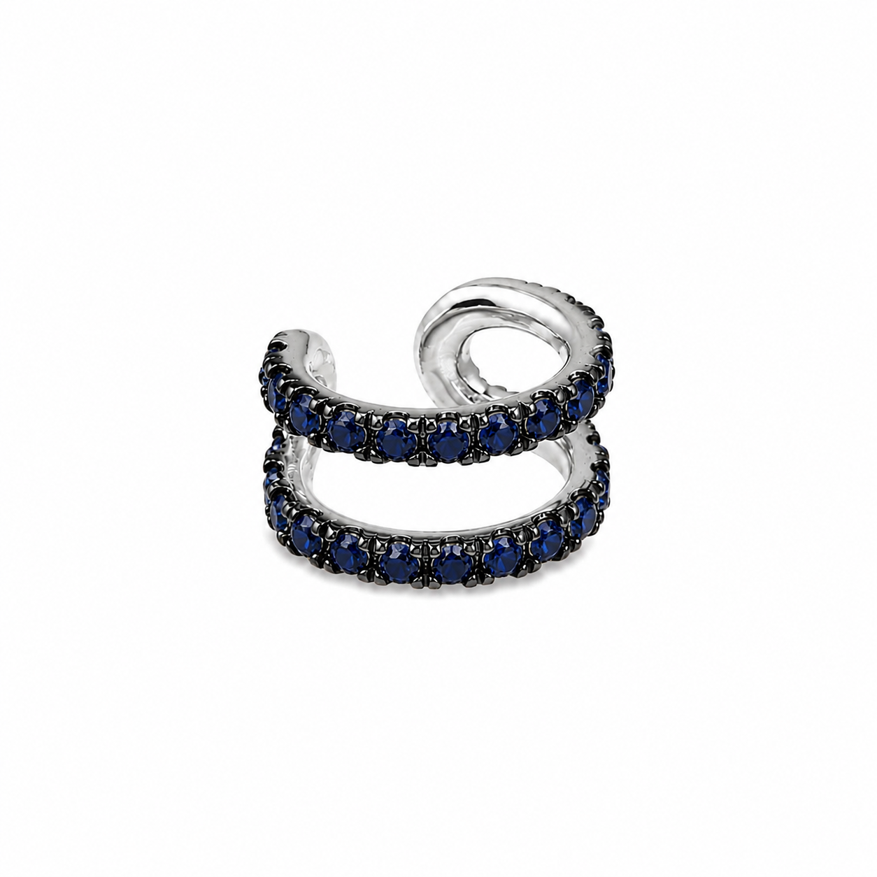 Azure Twist - Sterling Silver (925) Ear Cuff with Blue Sapphires