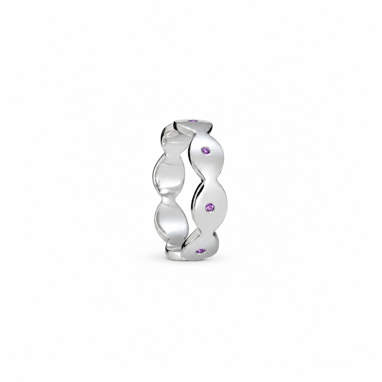 Dune Glint Band - Sterling Silver with Amethysts