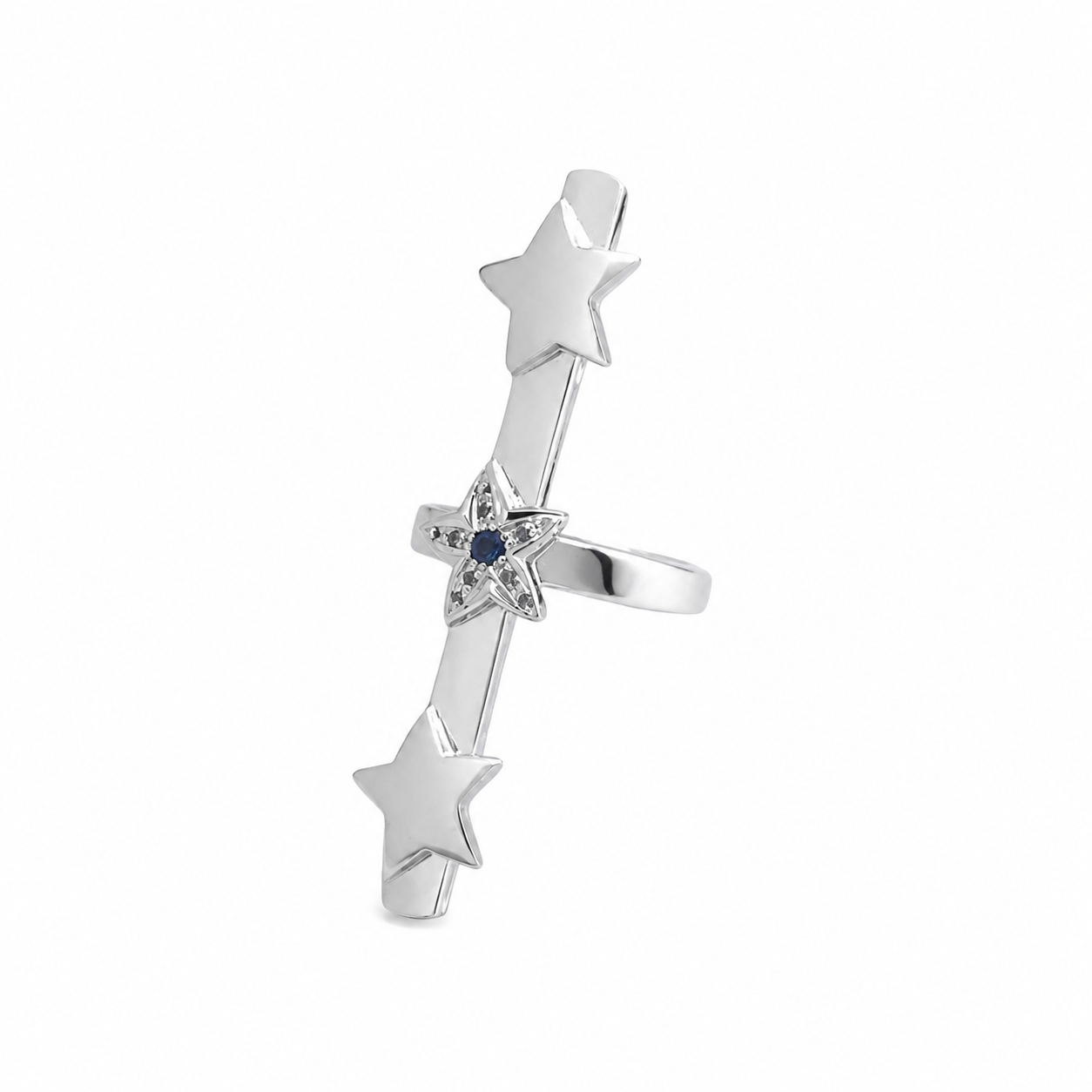 Stellar Audience Ring - Sterling Silver with Blue Sapphire by Bed of Stones Jewelry