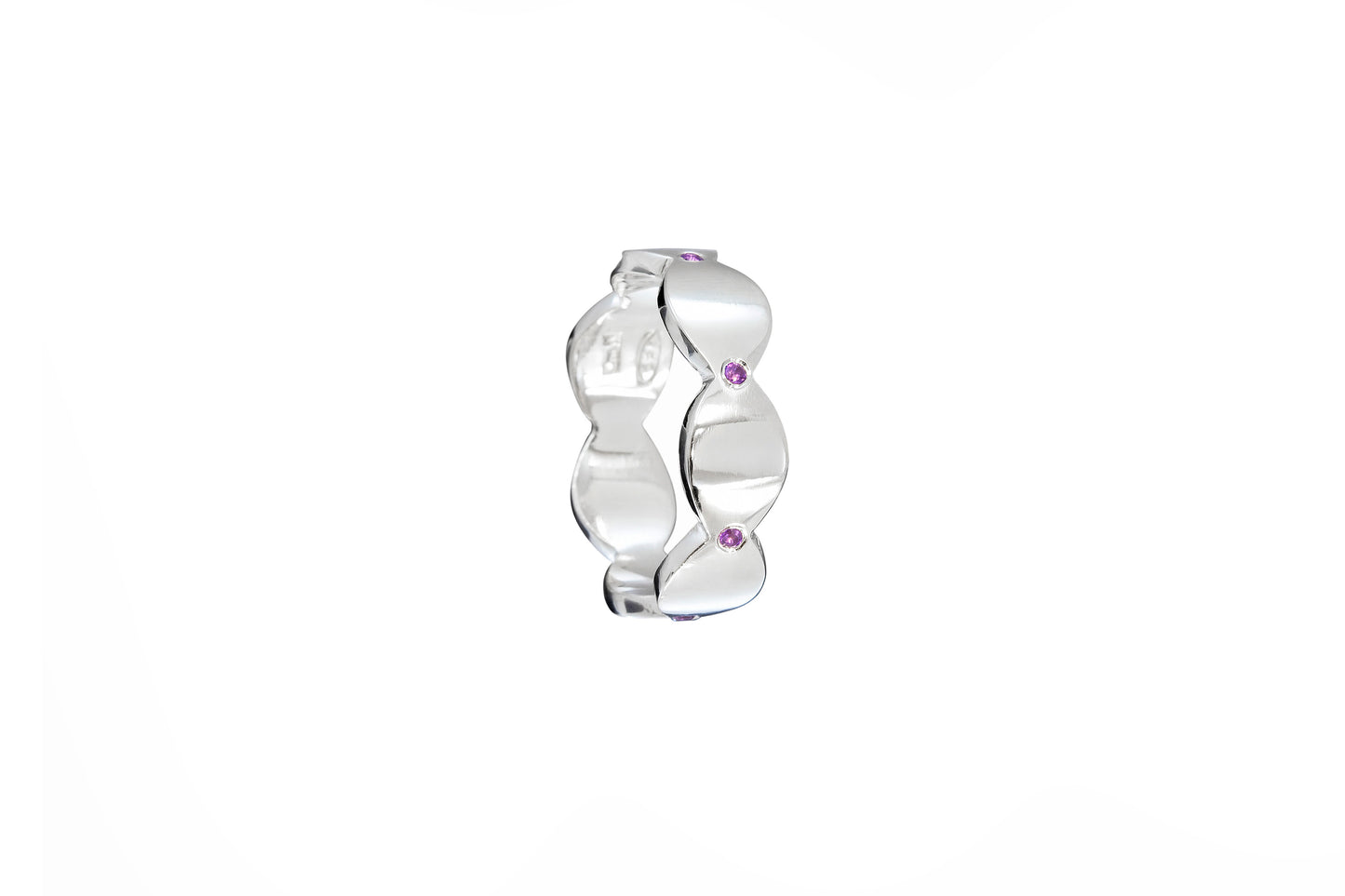 Dune Glint Ring – Amethyst with edge-set stones