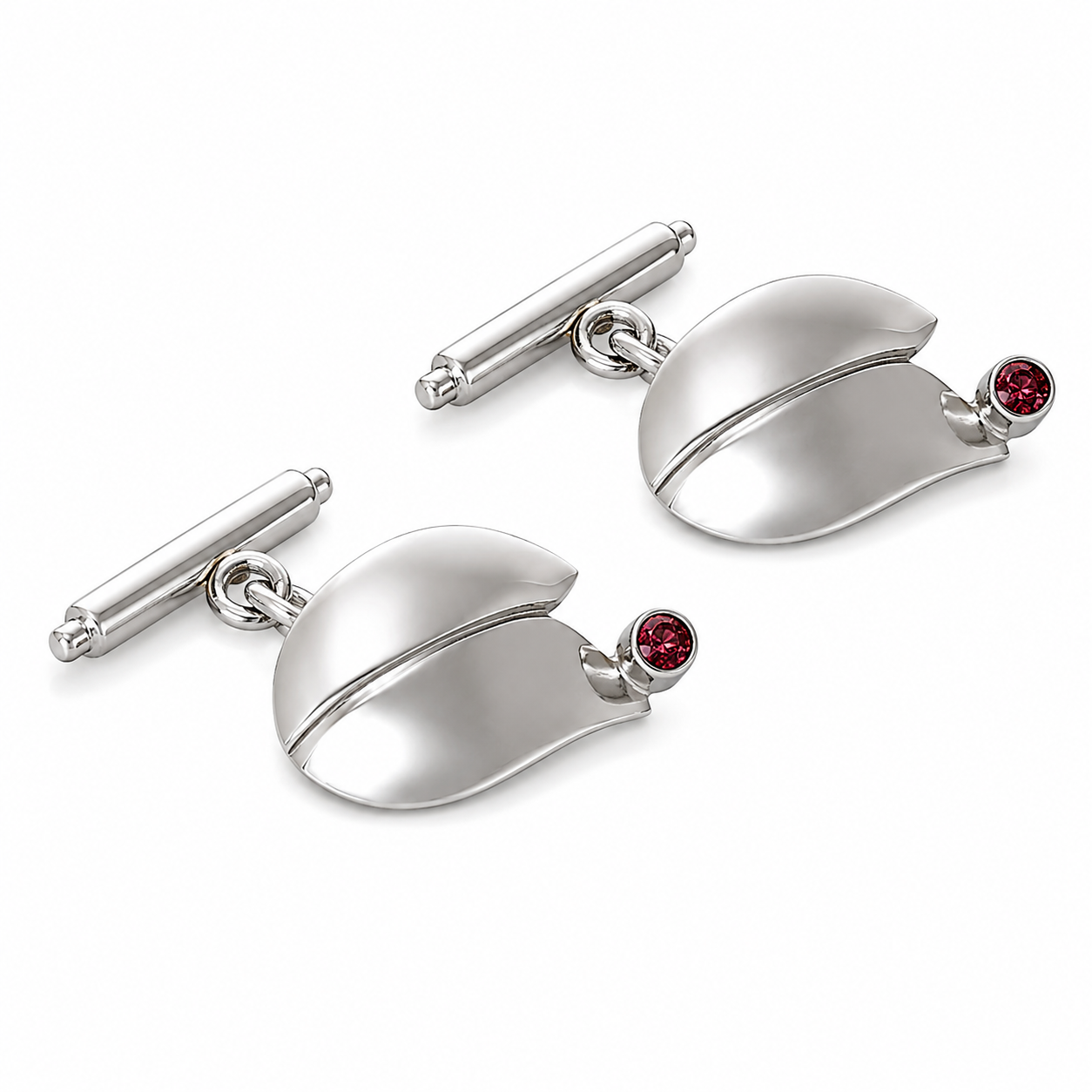 Tulip Curve - Sterling Silver Cufflinks with Tourmaline by Bed of Stones Jewelry