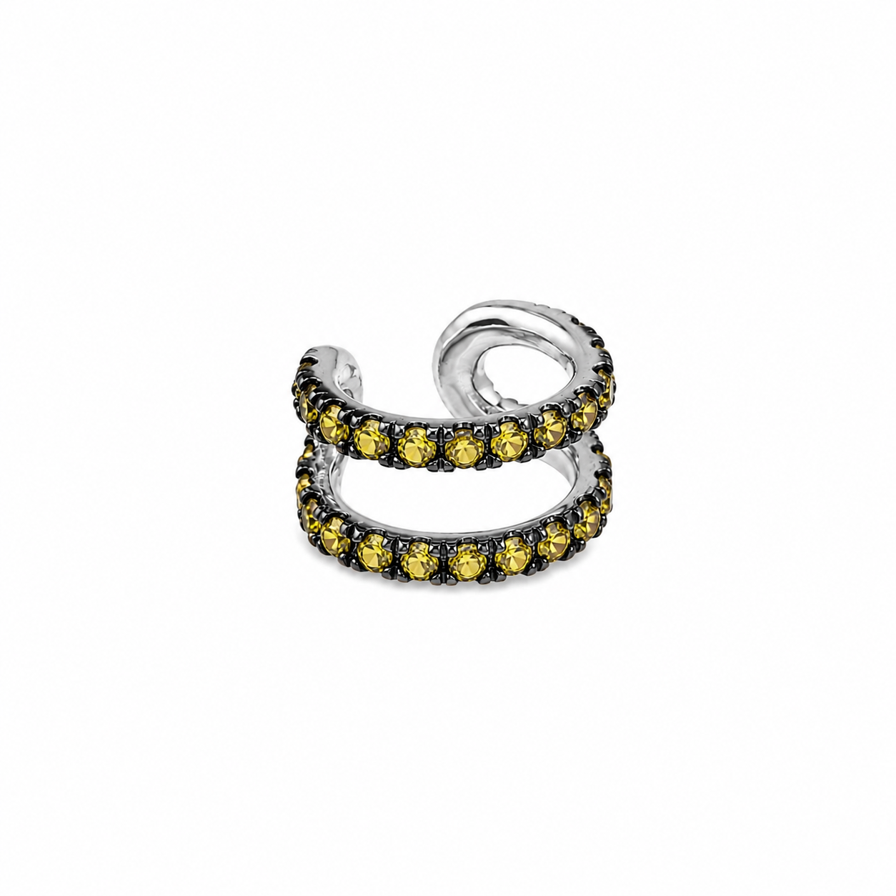 Lemon Light - Sterling Silver (925) Ear Cuff with Yellow Sapphires