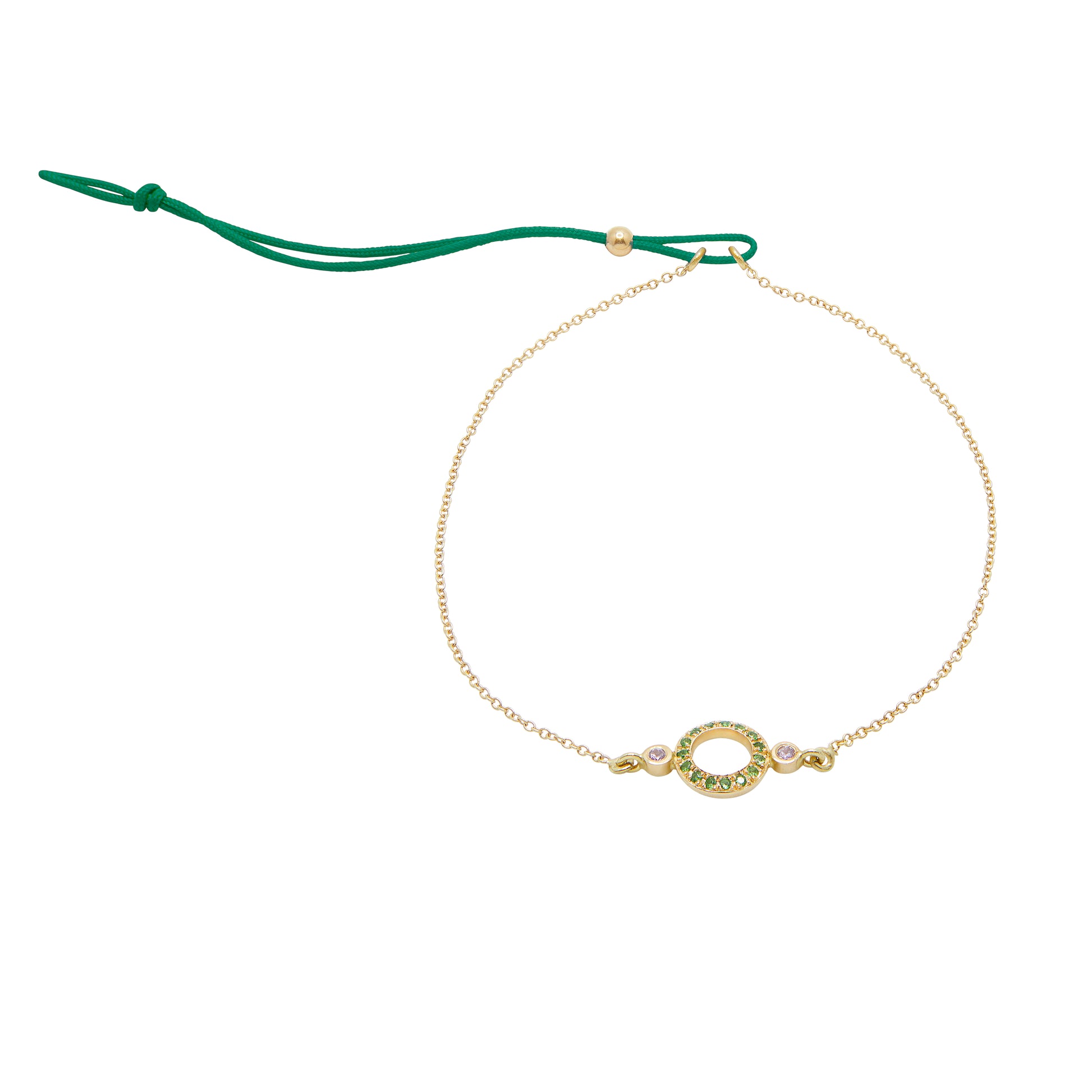 Layered gold bracelets with charms from Bed of Stones Jewelry