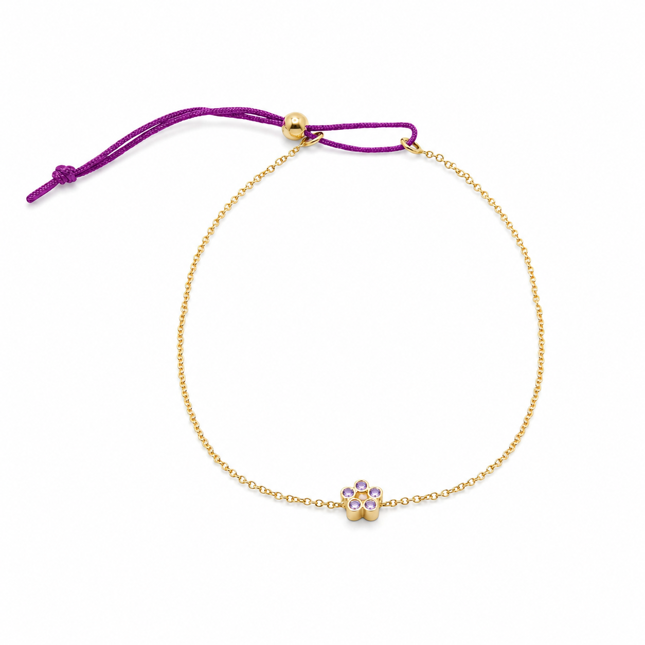 Rosette - 18K Gold Bracelet with Amethysts by Bed of Stones Jewelry