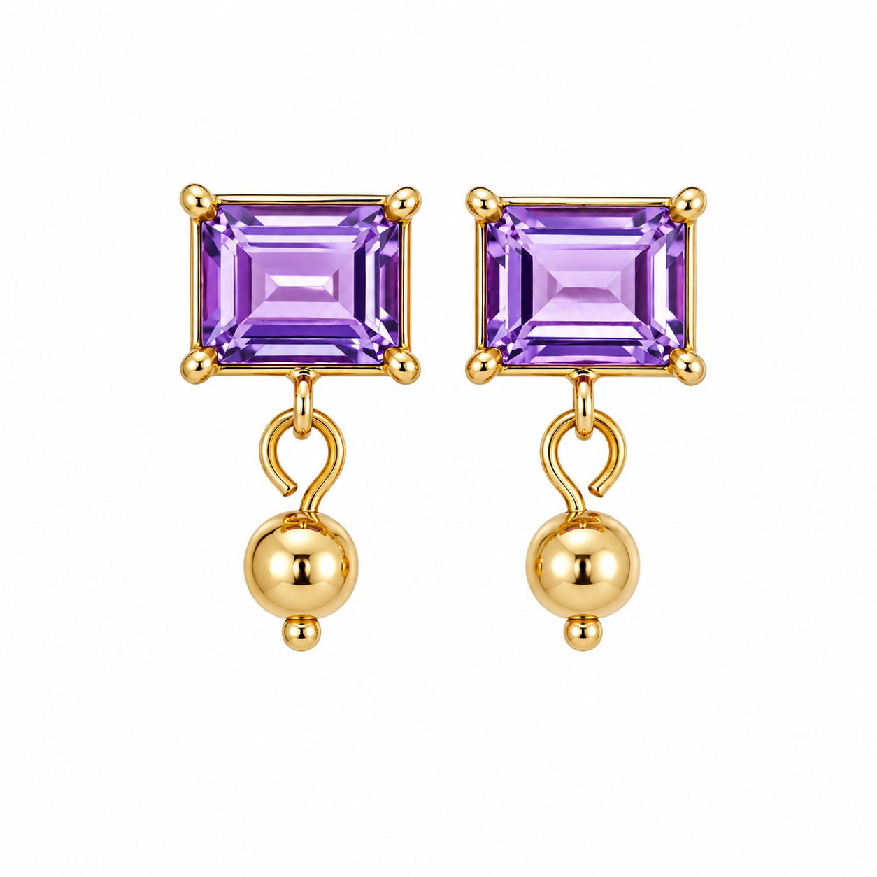 Amethyst Glow - 18K Gold Earrings with Amethyst by Bed of Stones Jewelry