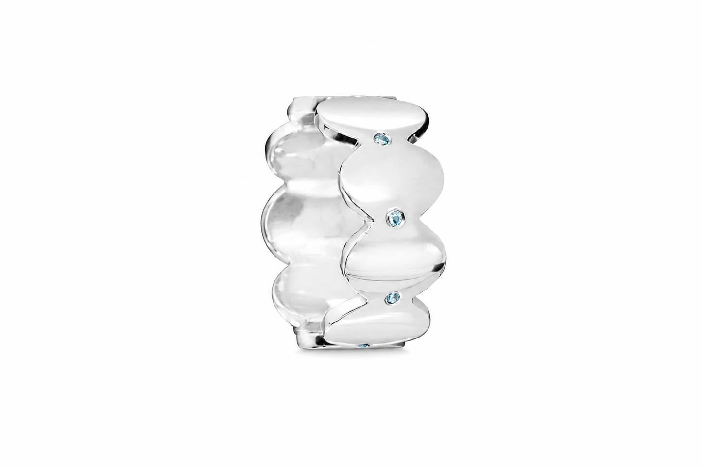 Topaz Edge Band - Sterling Silver & Platinum Plated with Blue Topaz by Bed of Stones Jewelry