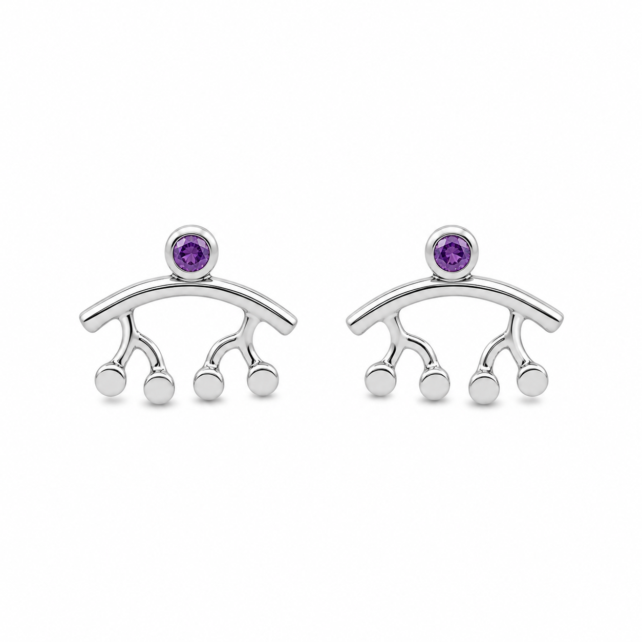 Violet Swing Studs - Sterling Silver (925) with Amethyst by Bed of Stones Jewelry