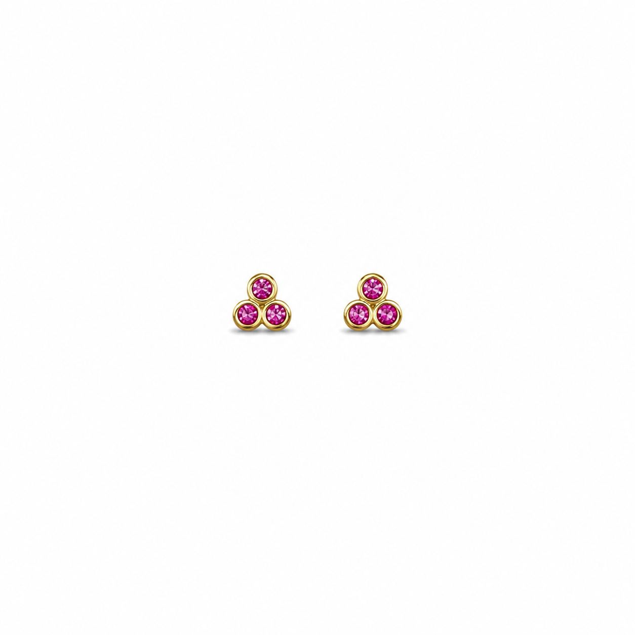 Pink Trillium - 18K Gold Earrings with Pink Sapphires by Bed of Stones Jewelry