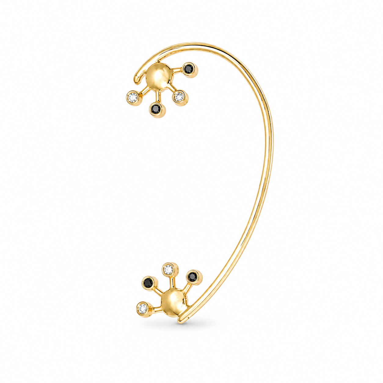 Nova Loop - 18K Gold Ear Cuff with Black & White Diamonds by Bed of Stones Jewelry