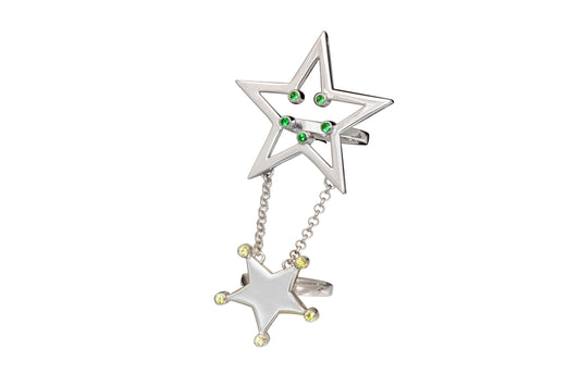 Starfall Duo Ring – Silver with Tsavorite  & Yellow Sapphires