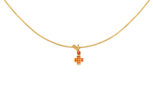 Pavé Gem Cross – Orange Sapphire