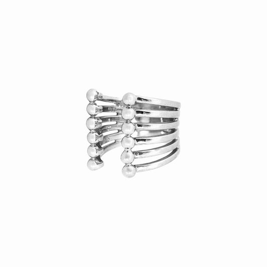 Prismatic Lines Sphere Ring - Silver