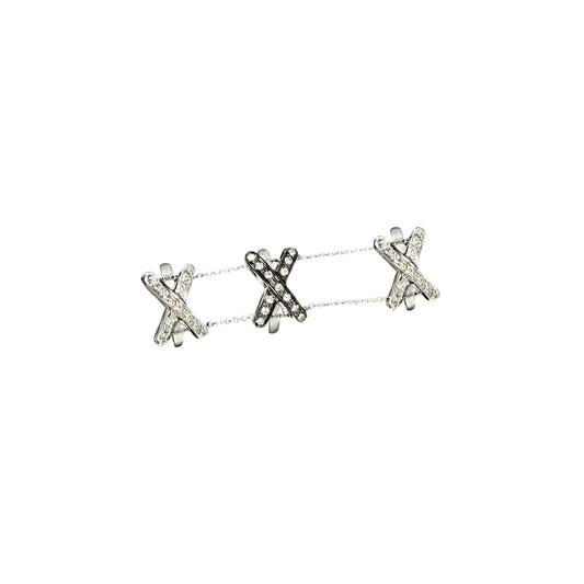Diamond Link X Ring crafted with interlocking design and sparkling diamonds by Bed of Stones Jewelry