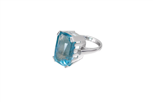 Ring in Platinum plated Silver 925 &  Apatite Δαχτυλιδι Επιπλατινωμενο Ασημι 925 με Απατιτης