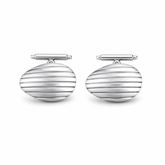 Ornamental Alloy Silver Cufflinks - Sterling Silver (925)