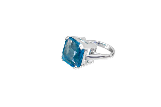 Ring in Platinum plated Silver 925 & Apatite Δαχτυλιδι Επιπλατινωμενο Ασημι 925 & Απατιτης