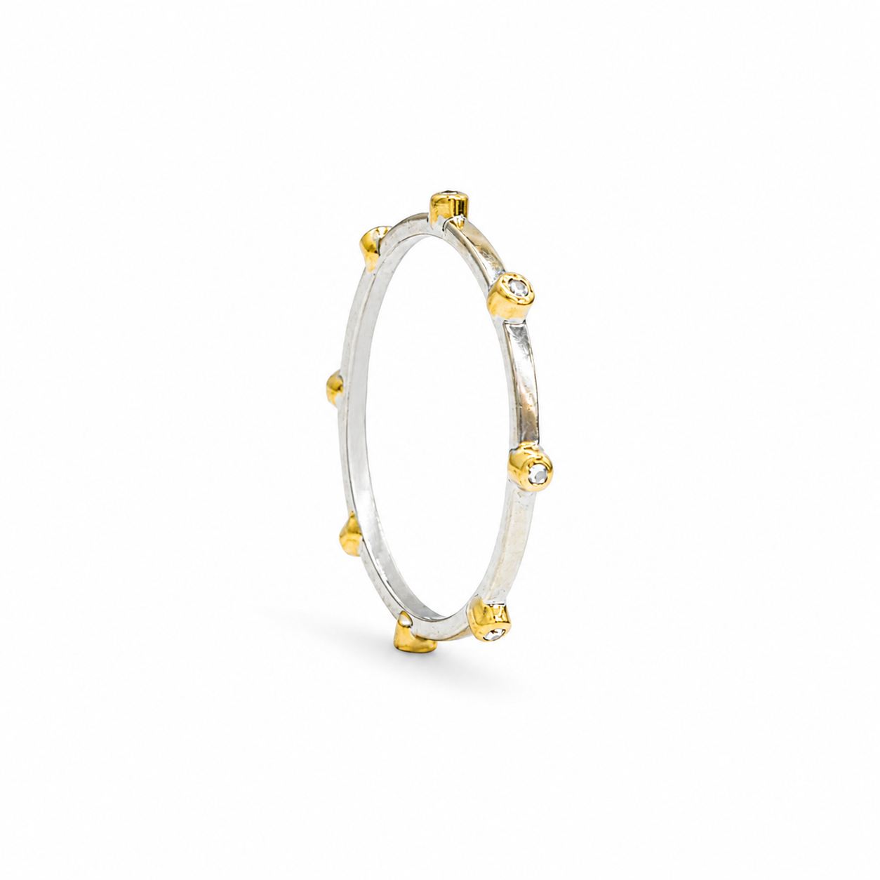 Glint Diamond Ring - 18K White Gold with White Diamonds by Bed of Stones Jewelry		
