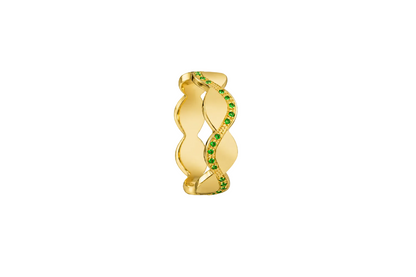 Verdant Wave Band - Sterling Silver & 18K Gold Plated with Tsavorite by Bed of Stones Jewelry

