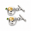 Verdigris Echo - Sterling Silver  & 18K Gold Cufflinks with Peridot