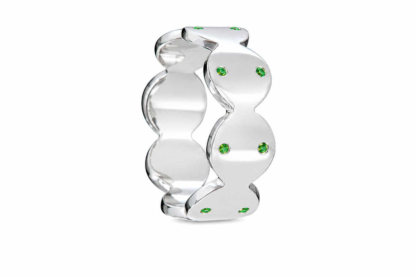 Verdant Code Band - Sterling Silver with Tsavorite by Bed of Stones Jewelry
