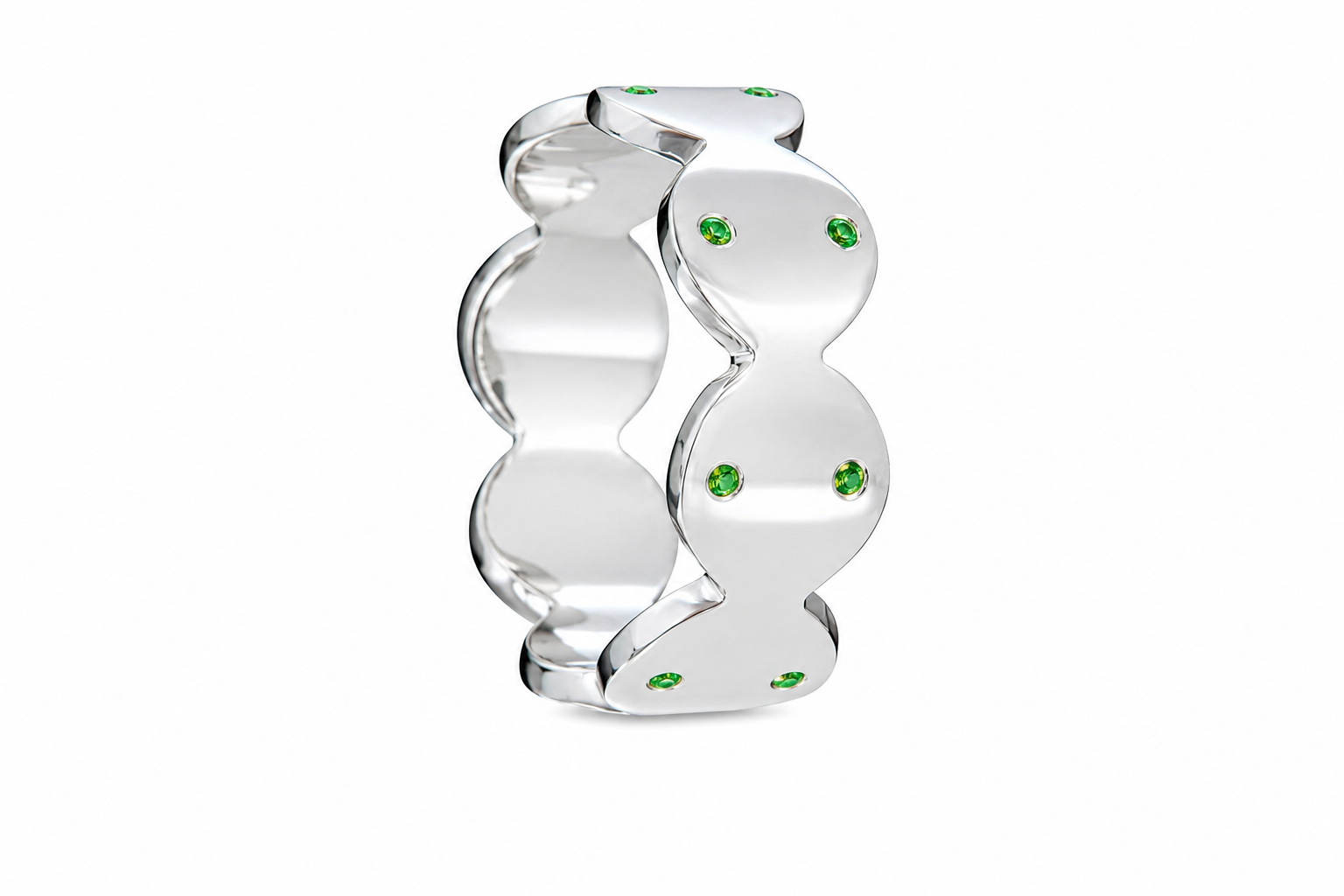 Verdant Code Band - Sterling Silver with Tsavorite by Bed of Stones Jewelry
