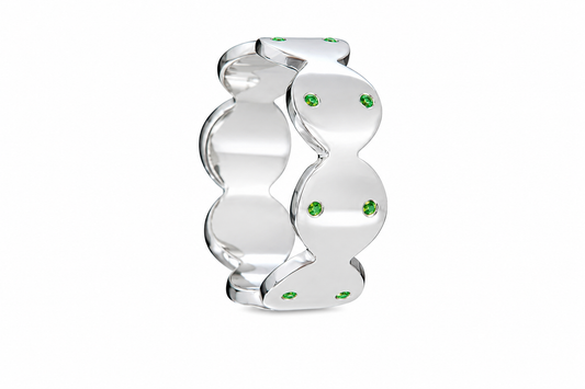 Verdant Code Band - Sterling Silver with Tsavorite by Bed of Stones Jewelry
