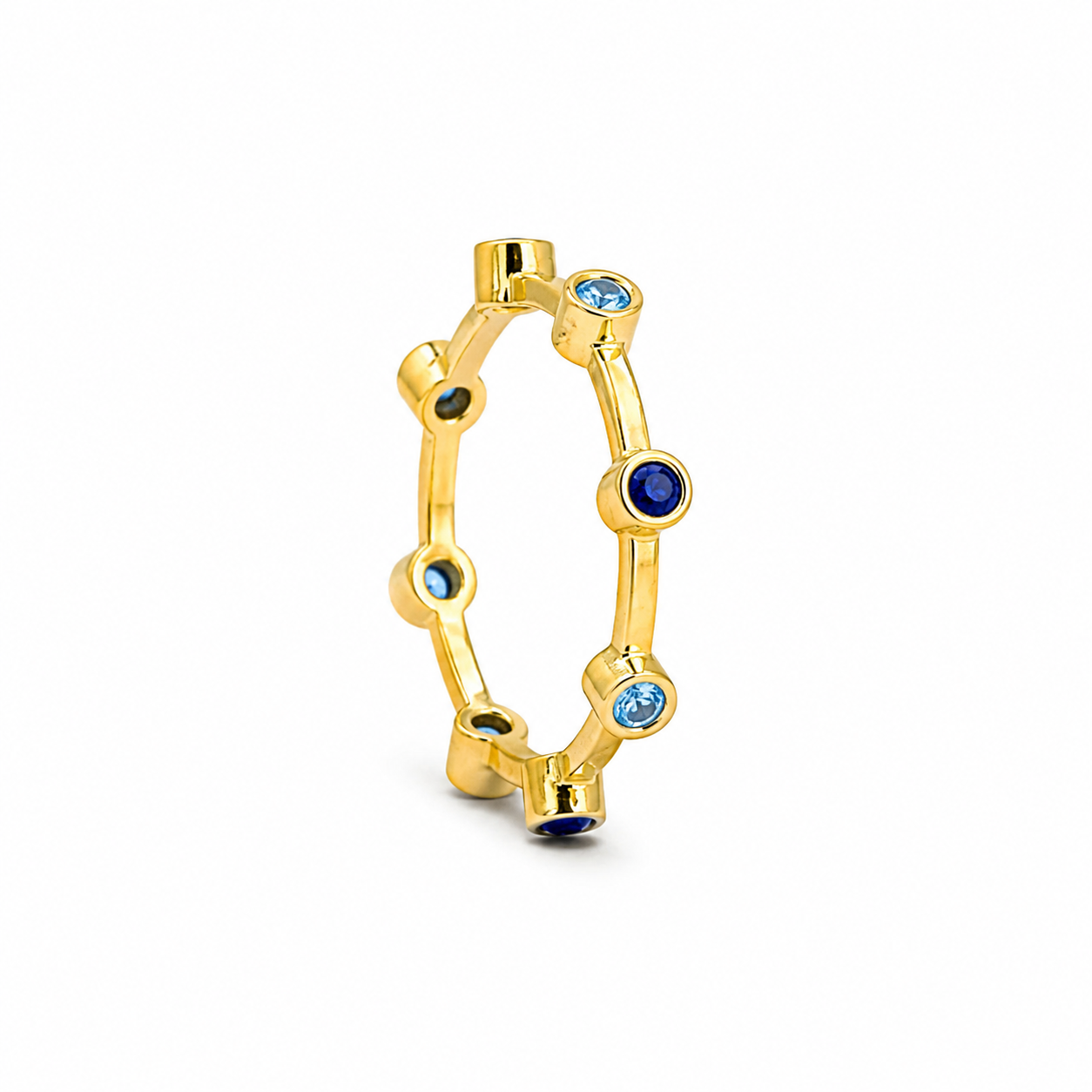 Azure Glint - 18K Gold Ring with Blue Sapphires