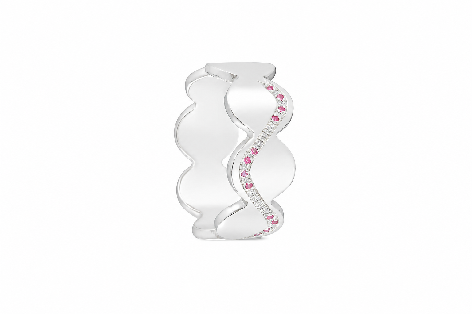 Wave Band – Sterling Sliver (925)Pink Sapphire Ring by Bed of Stones Jewelry
