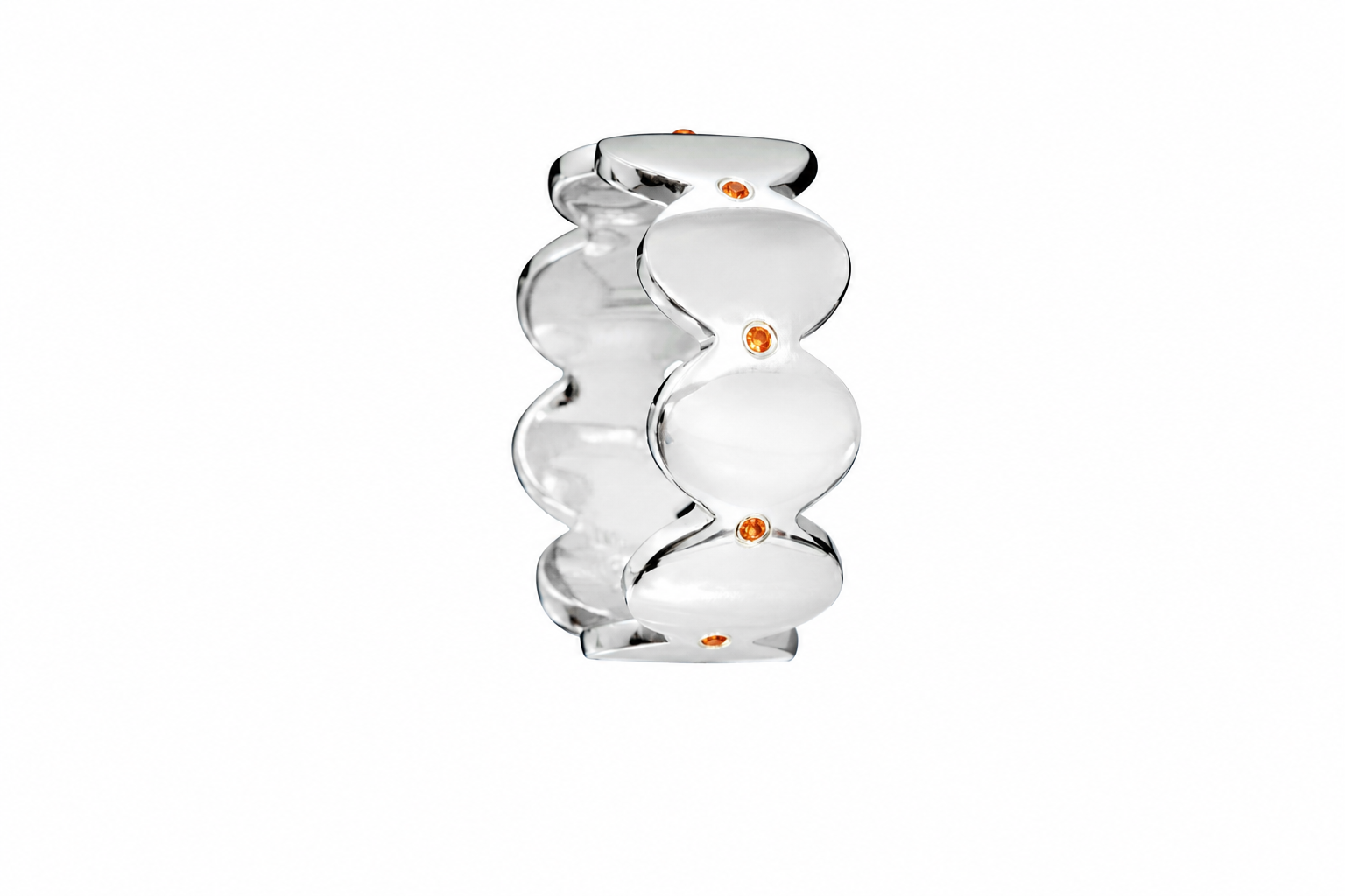 Orange Echo Band - Sterling Silver with Orange Sapphires by Bed of Stones Jewelry
