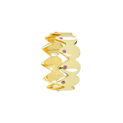 Serrated Glow Band - Sterling Silver & 18K Gold Plated with Amethysts by Bed of Stones Jewelry
