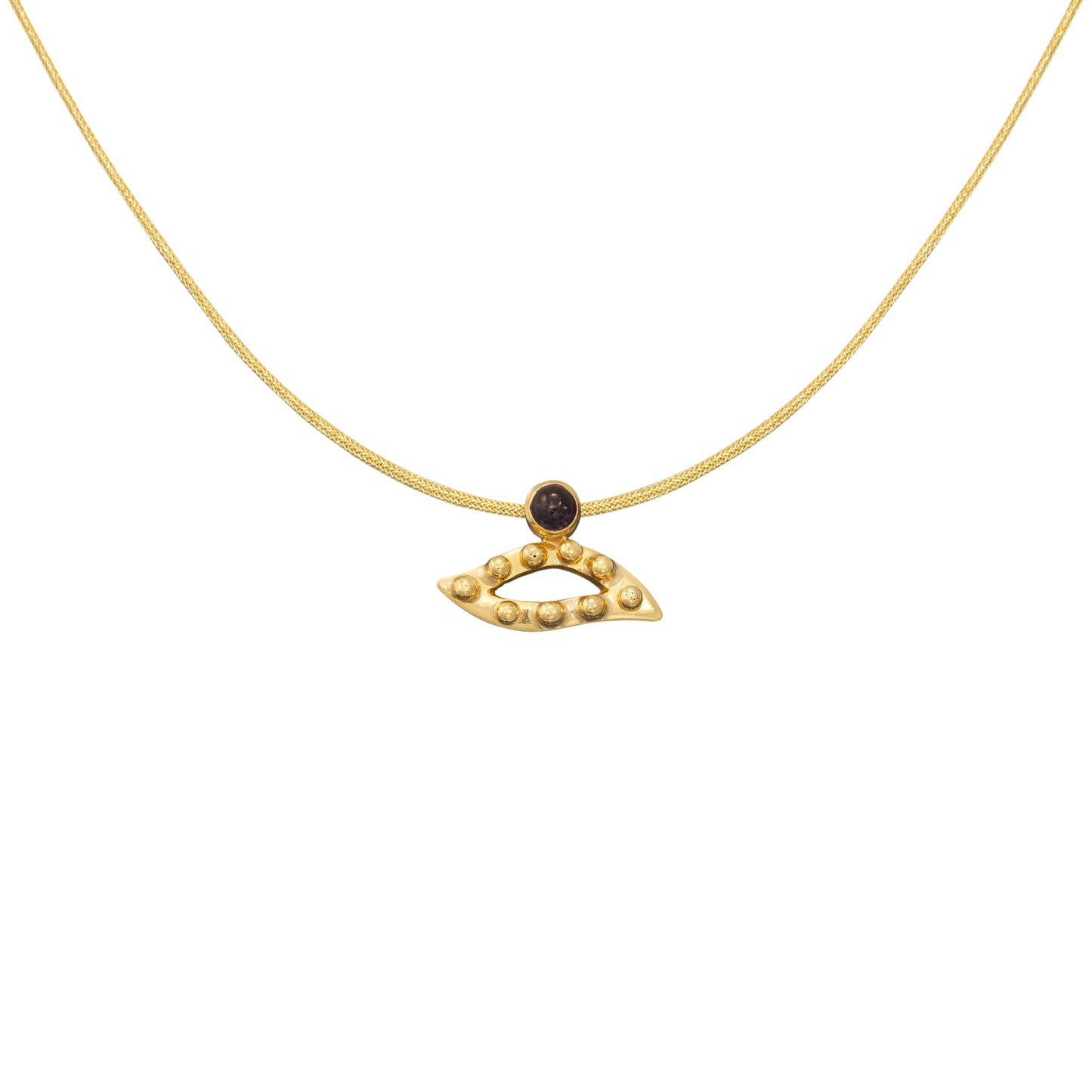 Εye Charm in 18 ct yellow gold with iolite Μενταγιόν Ματάκι σε κίτρινο χρυσό 18 κ με ιολίτη