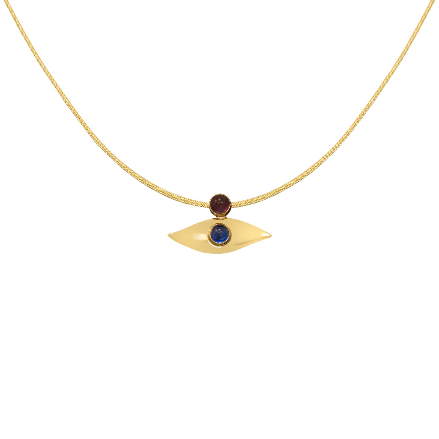 Εye Charm in 18 ct yellow gold with agate and amethyst Μενταγιόν Ματάκι από χρυσό 18 καρατίων με αχάτη και αμέθυστο