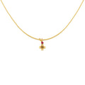 Pavé Gem Cross Pendant - 18K Gold with Ruby & Diamonds