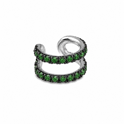 Tsavorite Whisper - Sterling Silver (925) Ear Cuff with Tsavorite by Bed of Stones Jewelry
