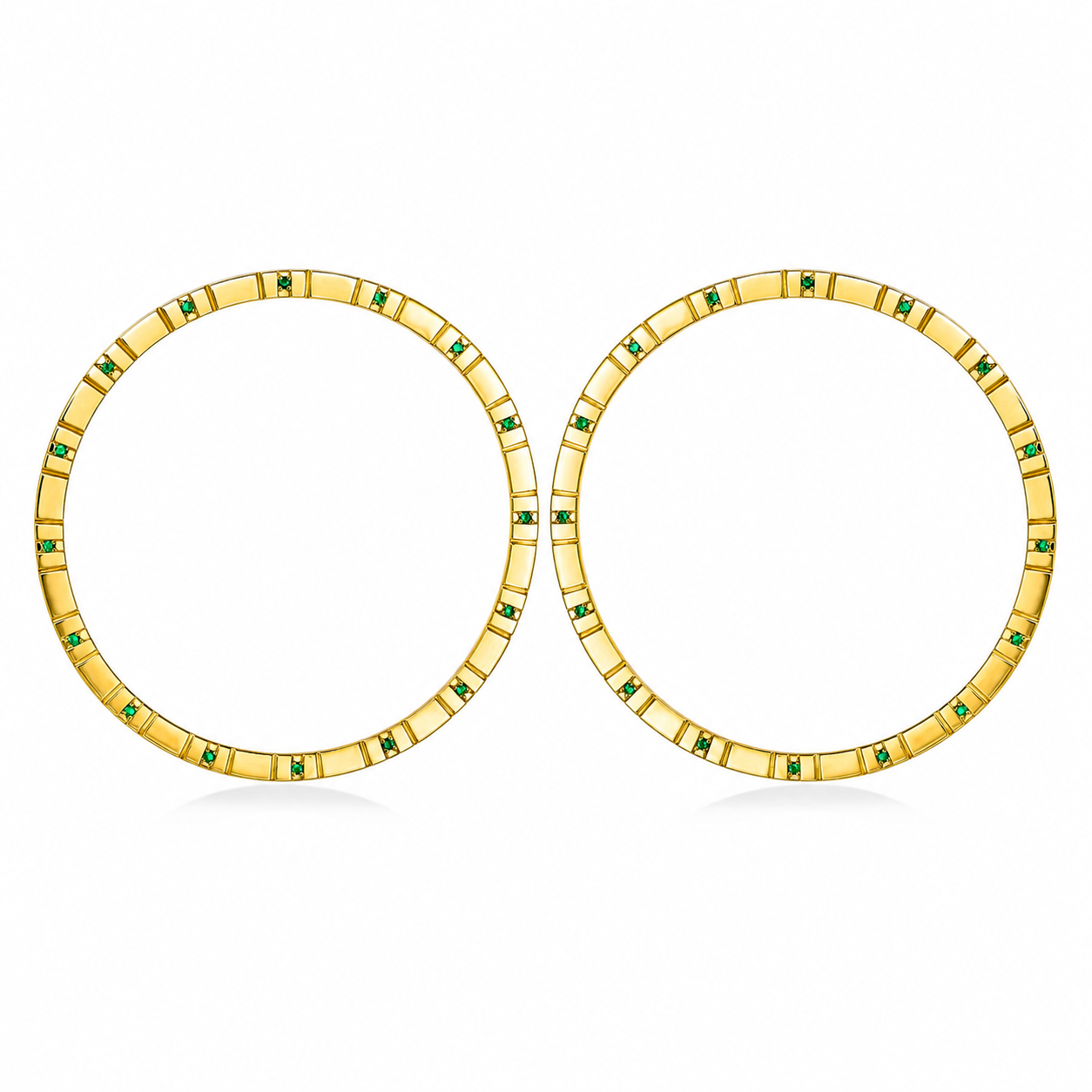 Tsavorite Orbit Hoops - Sterling Silver Earrings with Tsavorites by Bed of Stones Jewelry
