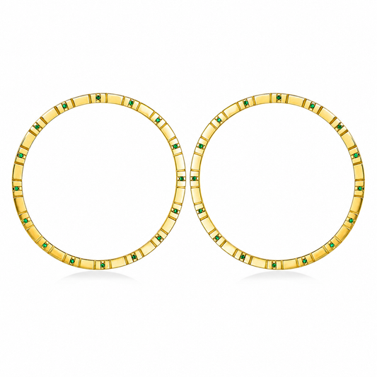 Tsavorite Orbit Hoops - Sterling Silver Earrings with Tsavorites by Bed of Stones Jewelry
