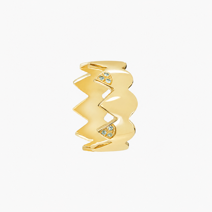 Azure Zigzag Band - Sterling Silver & 18K Gold Plated with Blue Topaz by Bed of Stones Jewelry
