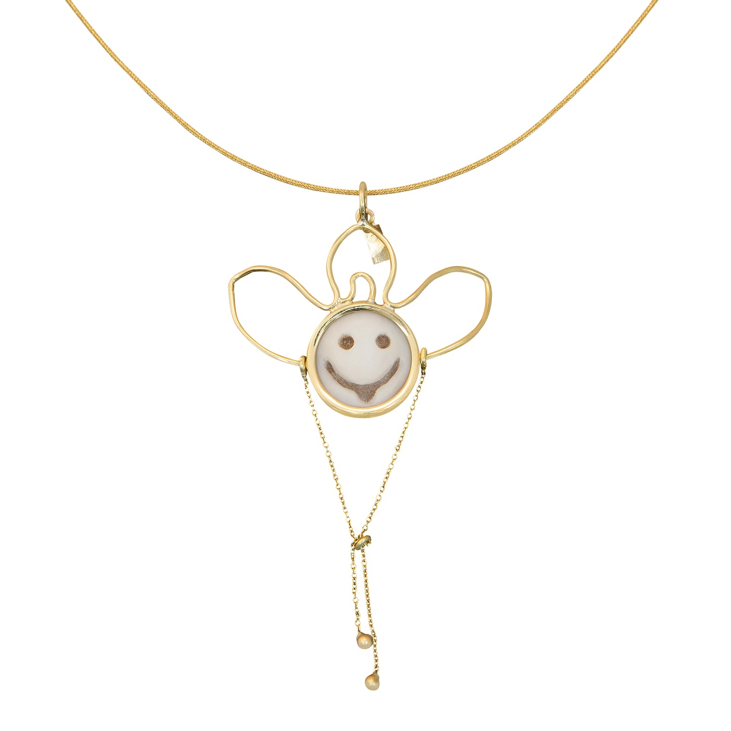 Pendant smile in 18k yellow gold & hand carved Cameo Μενταγιον smile 18κ κιτρινο Χρυσο με σκαλισμενα στο χερι Καμεο