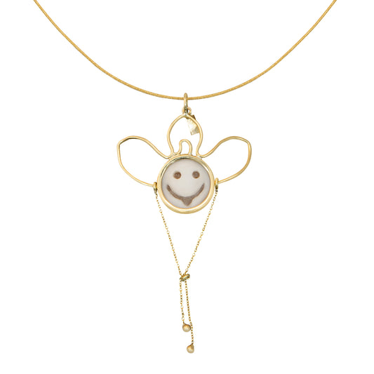 Pendant smile in 18k yellow gold & hand carved Cameo Μενταγιον smile 18κ κιτρινο Χρυσο με σκαλισμενα στο χερι Καμεο