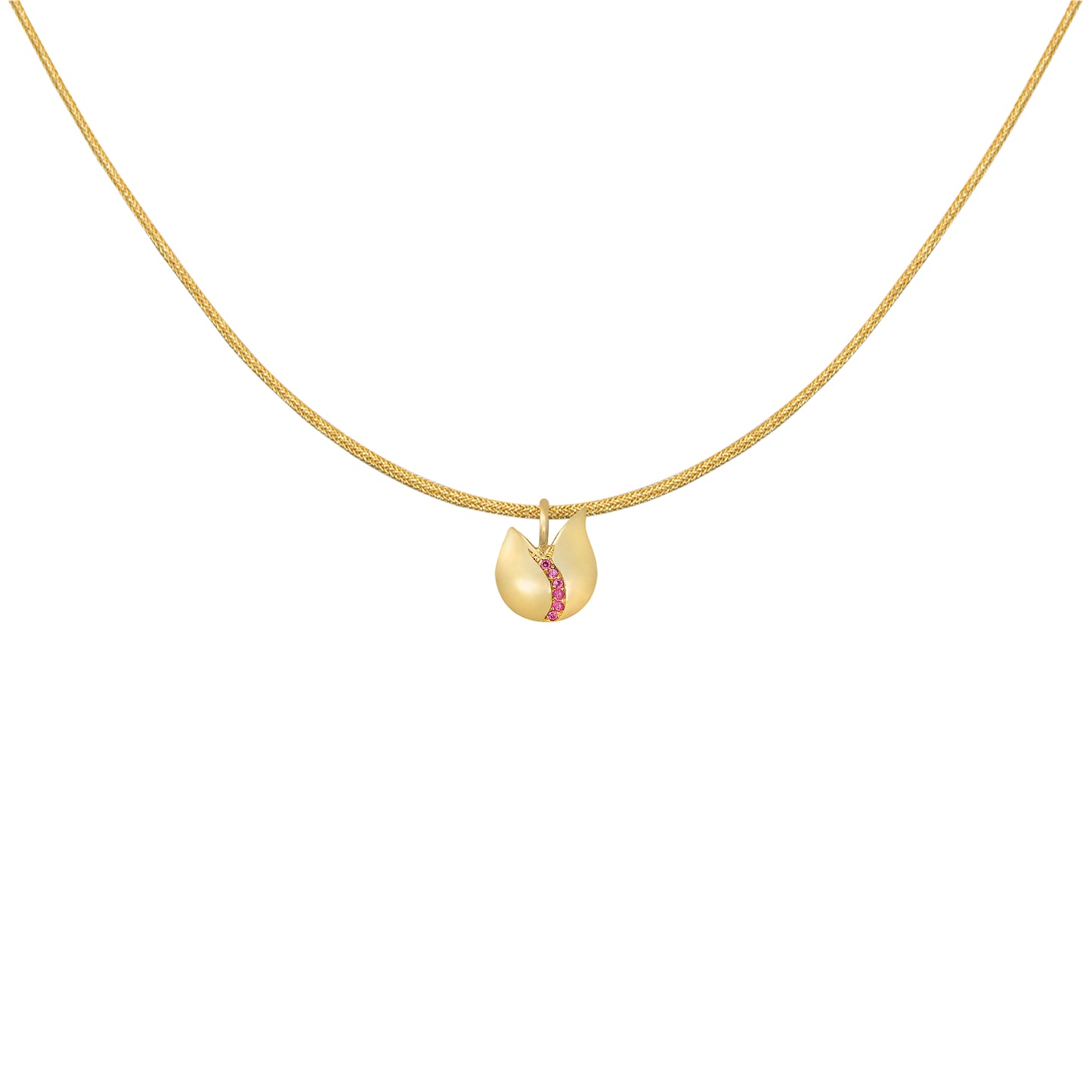 Tulip charm in 18k Yellow Gold & 0.053ct Pink Sapphire Τουλιπα Μενταγιον 18κ Κιτρινο Χρυσο & 0.053κ Ροζ Ζαφειρι