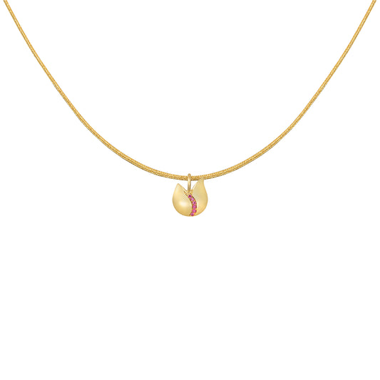 Tulip charm in 18k Yellow Gold & 0.053ct Pink Sapphire Τουλιπα Μενταγιον 18κ Κιτρινο Χρυσο & 0.053κ Ροζ Ζαφειρι