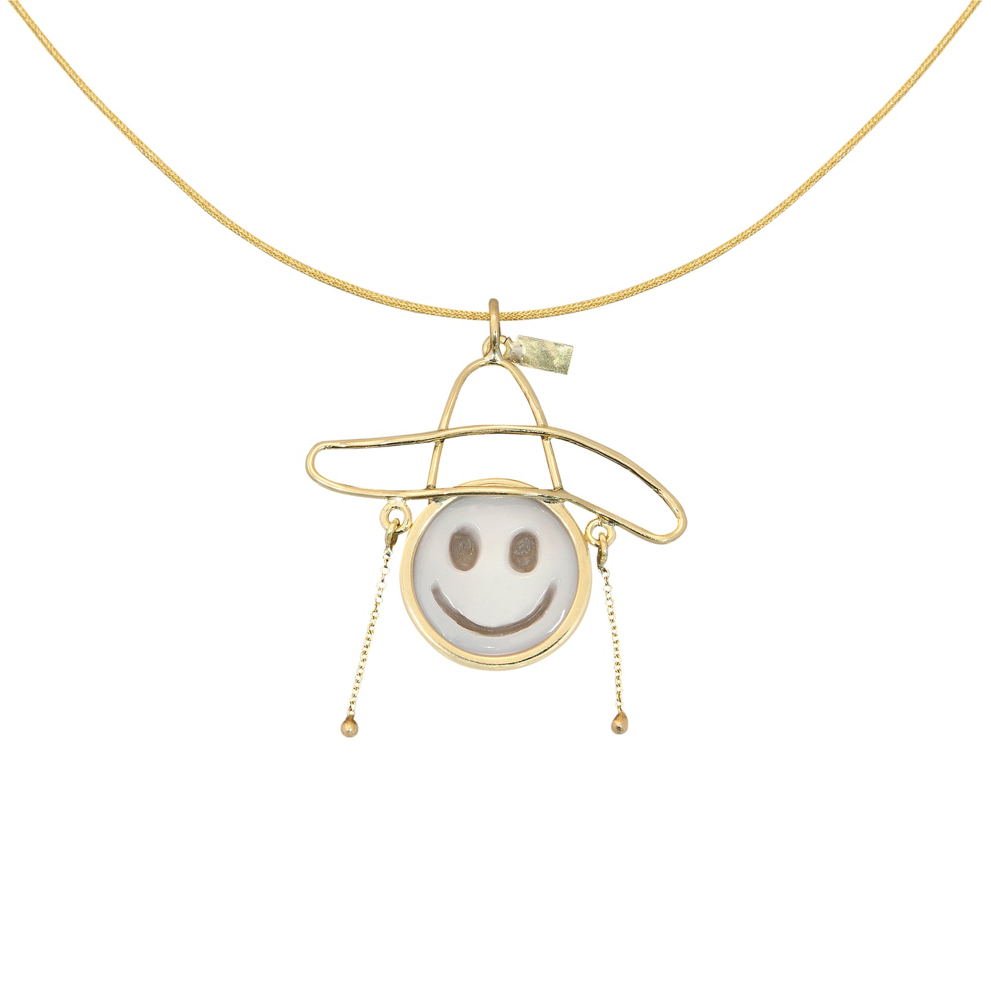 Pendant smile in 18 k Yellow Gold with hand carved Cameo Μενταγιον smile 18κ Κιτρινο Χρυσο με σκαλισμενα στο χερι Καμεο