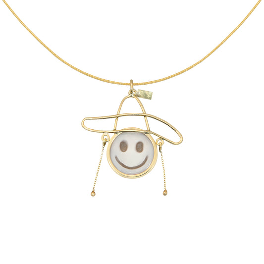 Pendant smile in 18k Yellow Gold & hand carved Cameo